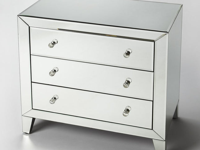 30" Clear Glass Three Drawer Chest