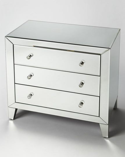 30" Clear Glass Three Drawer Chest