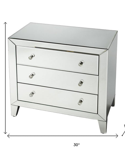 30" Clear Glass Three Drawer Chest