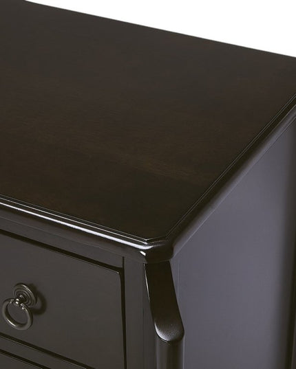 34" Dark Brown Solid Wood Three Drawer Dresser