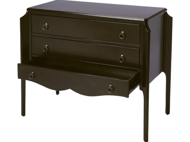 34" Dark Brown Solid Wood Three Drawer Dresser