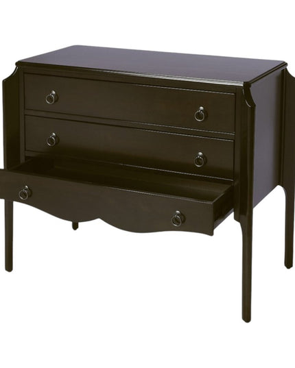 34" Dark Brown Solid Wood Three Drawer Dresser