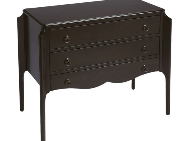34" Dark Brown Solid Wood Three Drawer Dresser