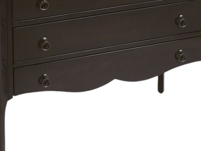 34" Dark Brown Solid Wood Three Drawer Dresser