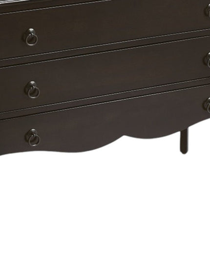 34" Dark Brown Solid Wood Three Drawer Dresser