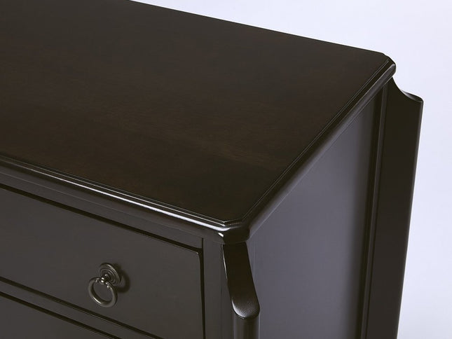 34" Dark Brown Solid Wood Three Drawer Dresser