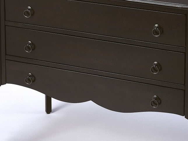 34" Dark Brown Solid Wood Three Drawer Dresser