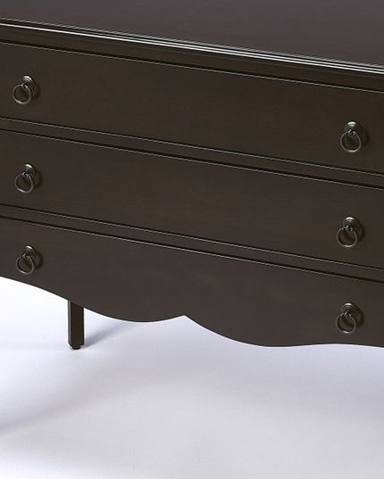 34" Dark Brown Solid Wood Three Drawer Dresser