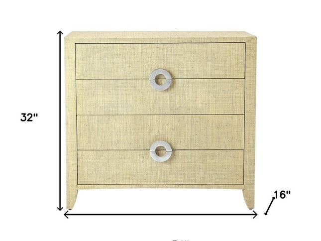 34" Beige Manufactured Wood Four Drawer Chest