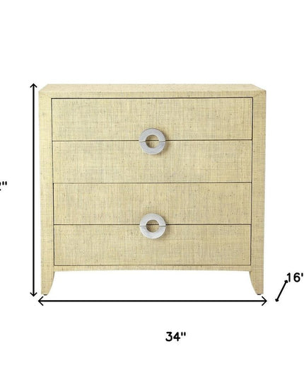 34" Beige Manufactured Wood Four Drawer Chest