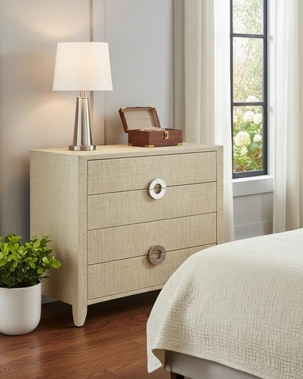 34" Beige Manufactured Wood Four Drawer Chest