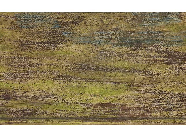 33" Brown and Green Wood Distressed Coffee Table