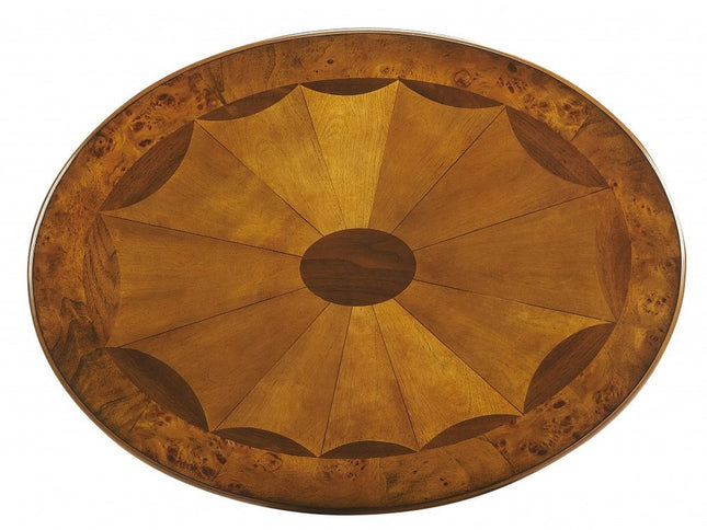 25" Brown Wood Oval Coffee Table With Drawer And Shelf