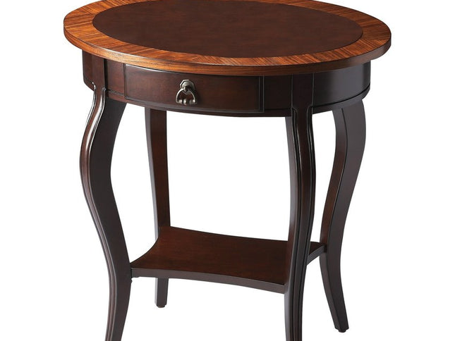 25" Brown Wood Oval Coffee Table With Drawer And Shelf