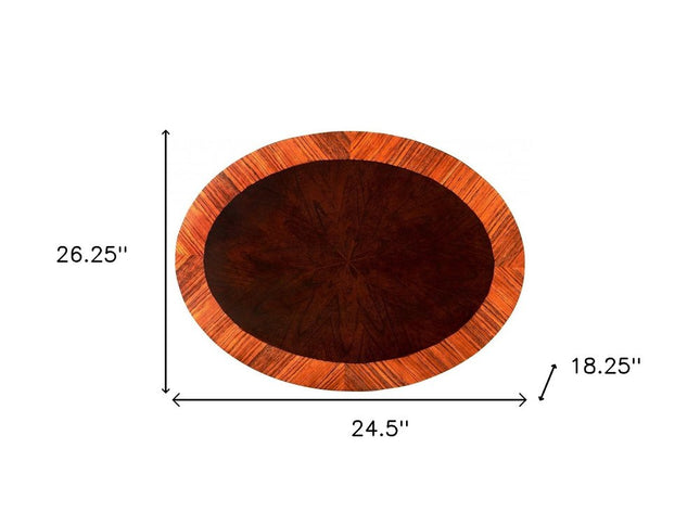 25" Brown Wood Oval Coffee Table With Drawer And Shelf