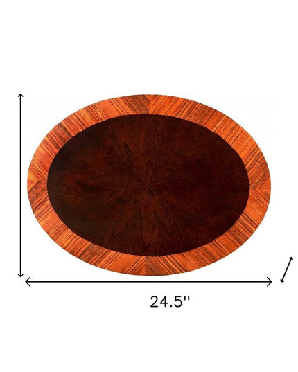 25" Brown Wood Oval Coffee Table With Drawer And Shelf