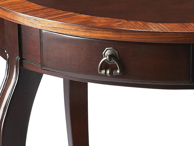 25" Brown Wood Oval Coffee Table With Drawer And Shelf