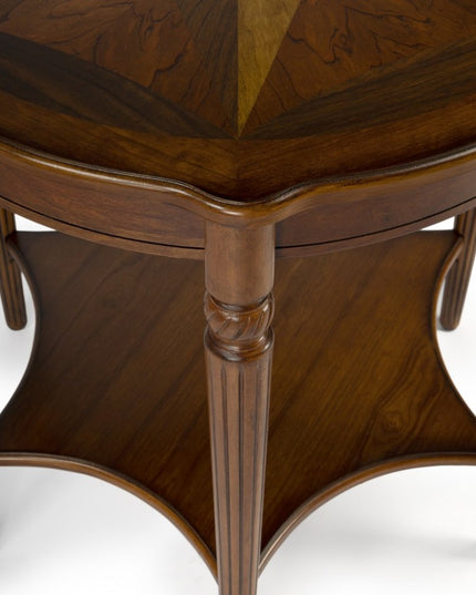 28" Brown Wood Round Coffee Table With Shelf