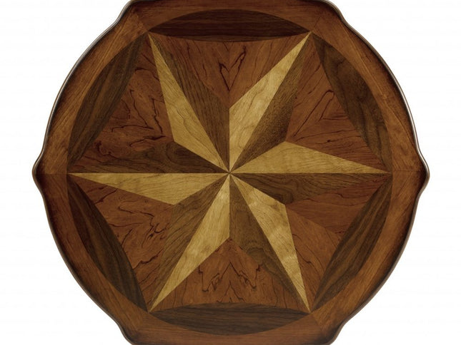 28" Brown Wood Round Coffee Table With Shelf