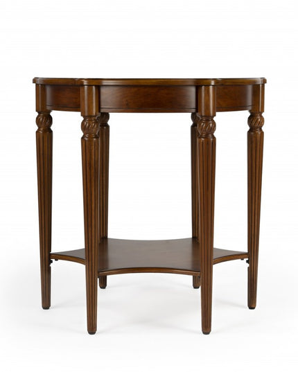 28" Brown Wood Round Coffee Table With Shelf