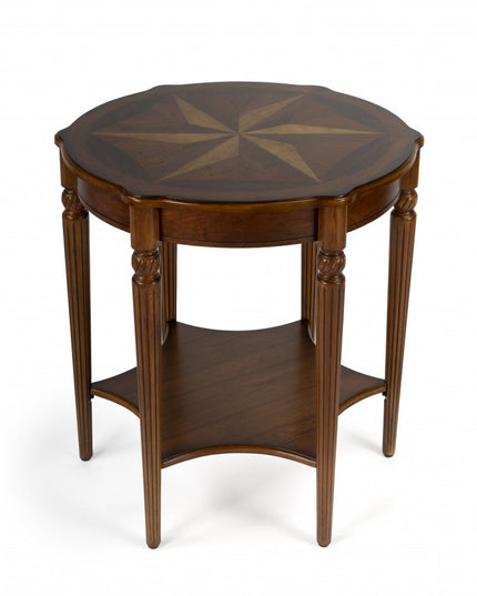 28" Brown Wood Round Coffee Table With Shelf