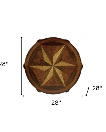 28" Brown Wood Round Coffee Table With Shelf