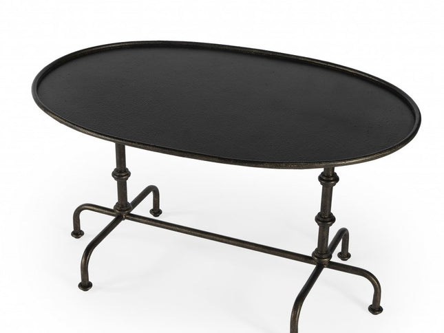 38" Silver Aluminum Oval Coffee Table