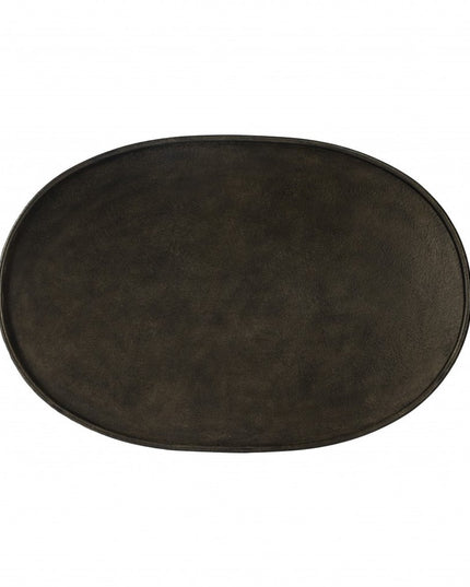 38" Silver Aluminum Oval Coffee Table