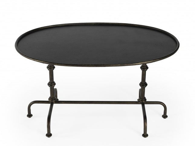 38" Silver Aluminum Oval Coffee Table