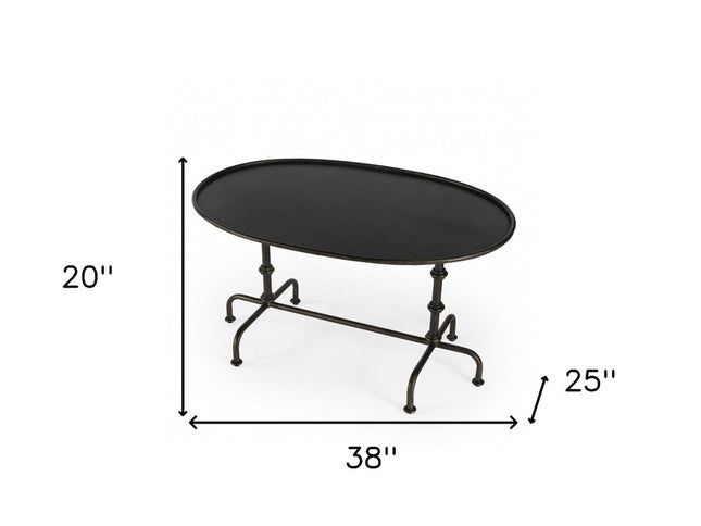 38" Silver Aluminum Oval Coffee Table