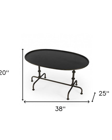 38" Silver Aluminum Oval Coffee Table