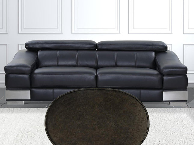 38" Silver Aluminum Oval Coffee Table