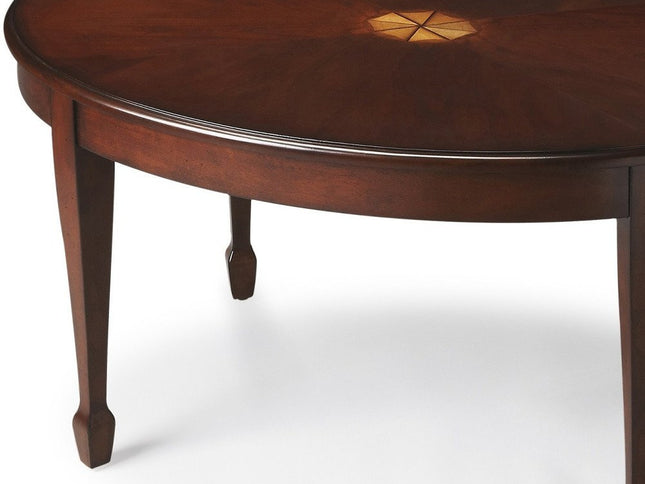 38" Brown and Dark Brown Wood Oval Coffee Table