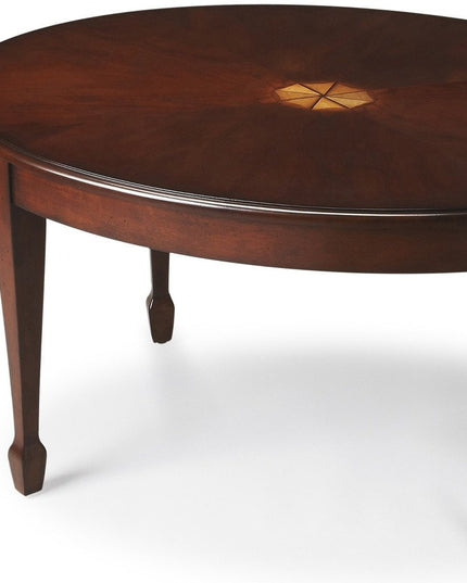38" Brown and Dark Brown Wood Oval Coffee Table