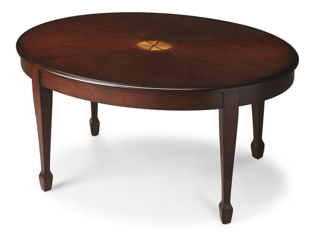 38" Brown and Dark Brown Wood Oval Coffee Table