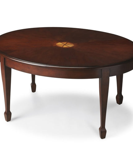38" Brown and Dark Brown Wood Oval Coffee Table
