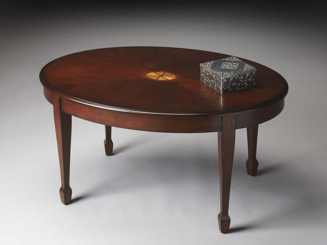 38" Brown and Dark Brown Wood Oval Coffee Table