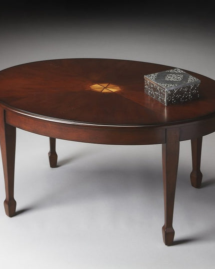 38" Brown and Dark Brown Wood Oval Coffee Table