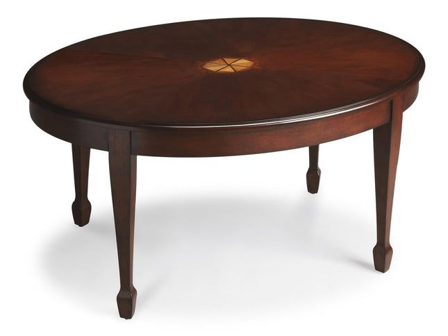 38" Brown and Dark Brown Wood Oval Coffee Table