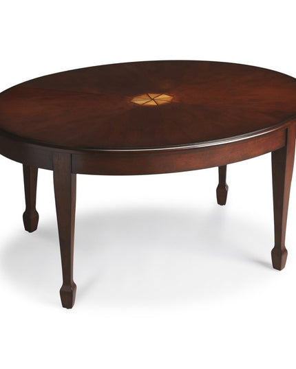 38" Brown and Dark Brown Wood Oval Coffee Table
