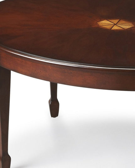 38" Brown and Dark Brown Wood Oval Coffee Table