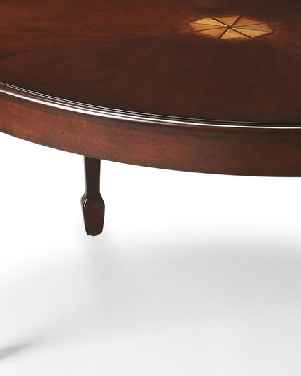 38" Brown and Dark Brown Wood Oval Coffee Table