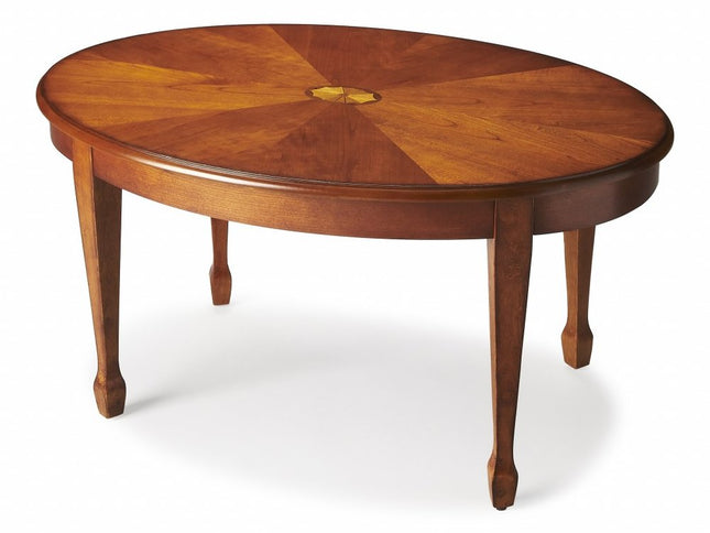 38" Brown Wood Oval Coffee Table