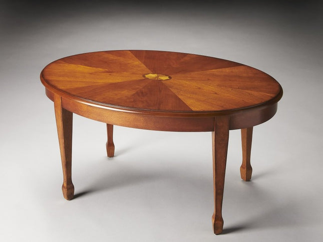 38" Brown Wood Oval Coffee Table