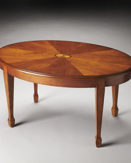 38" Brown Wood Oval Coffee Table
