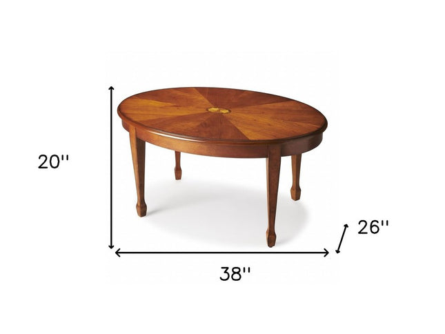 38" Brown Wood Oval Coffee Table