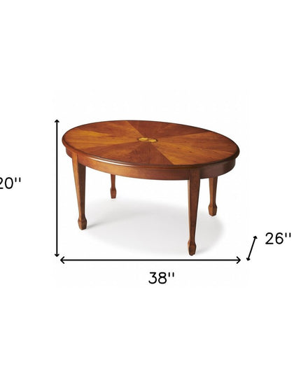 38" Brown Wood Oval Coffee Table