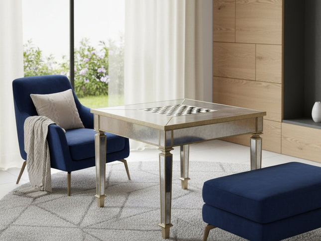 36" Brown and Silver Wood Coffee Table