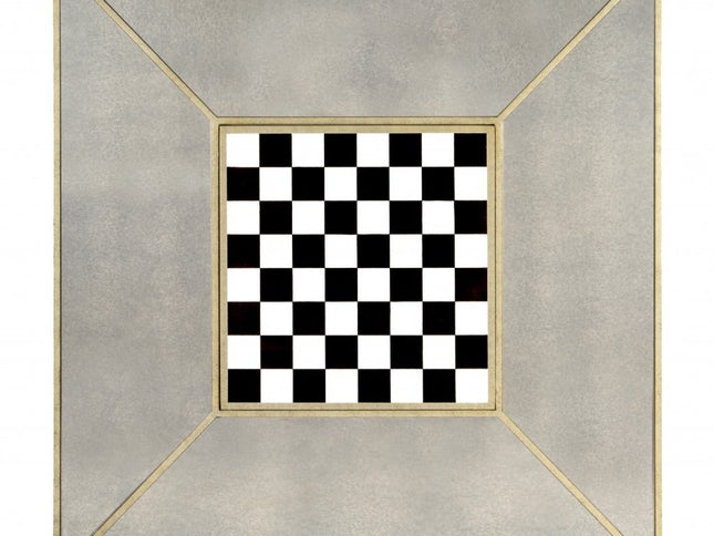 36" Brown and Silver Wood Coffee Table