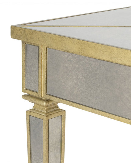 36" Brown and Silver Wood Coffee Table